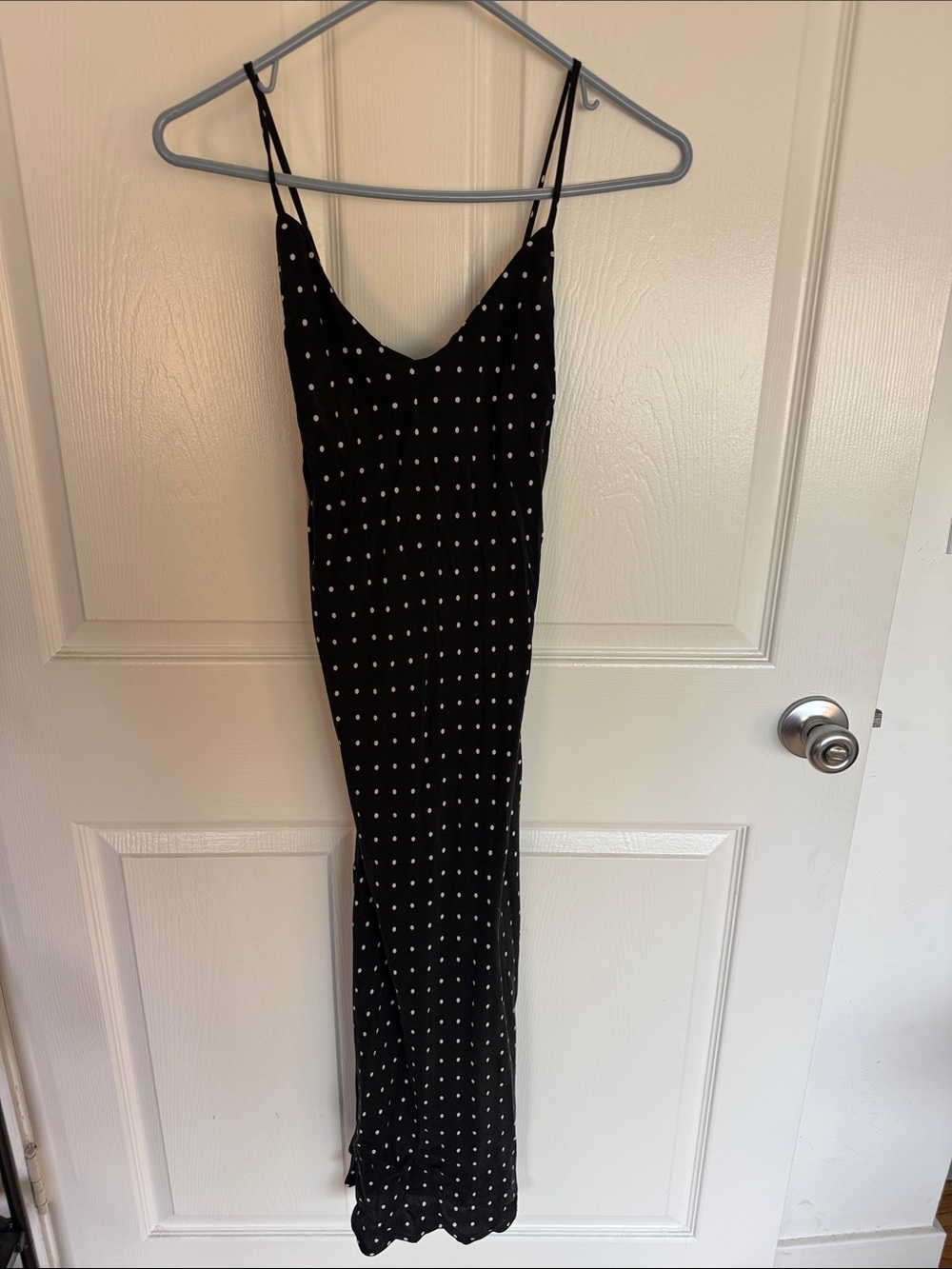 Vanessa Mooney Black Polka Dot Maxi Slip Dress